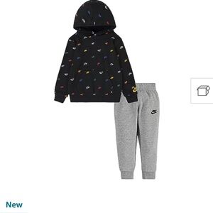 Nike Boy's NSW Club SSNL All Over Print Set Dark Grey Heather 2 Toddler